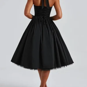 Midi Dress with Tie-up Halter