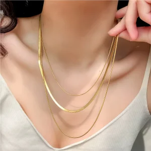 18K Gold Plated Stainless Steel Flat Snake